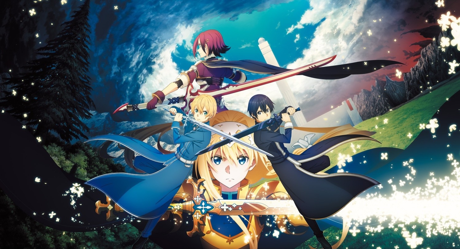 alice_zuberg, armor, eugeo, kirito, medina_orthinanos, sword, sword_art_online, sword_art_online_alicization