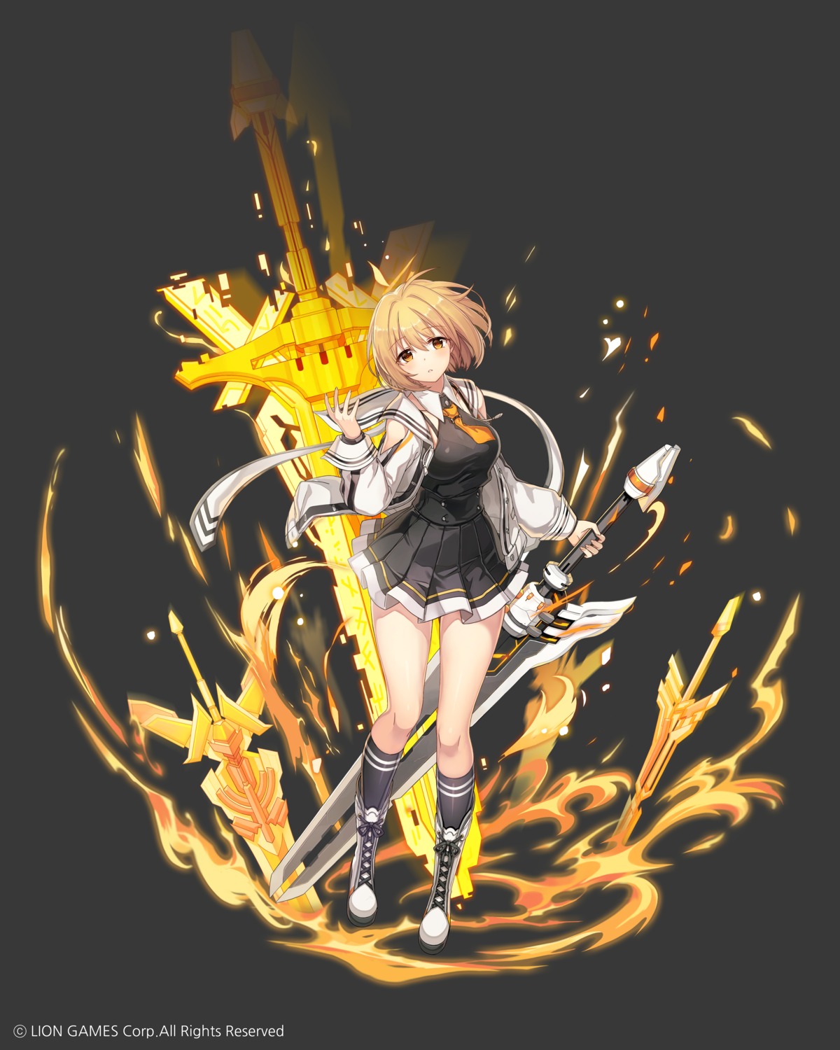 haru_estia, kyjsogom, seifuku, soul_worker, sword