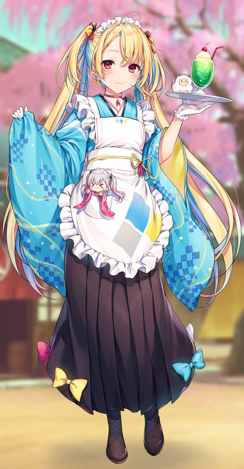 avatar_2.0_project, chibi, komeshiro_kasu, maid, minase_shia, musubime_yui, wa_maid, waitress