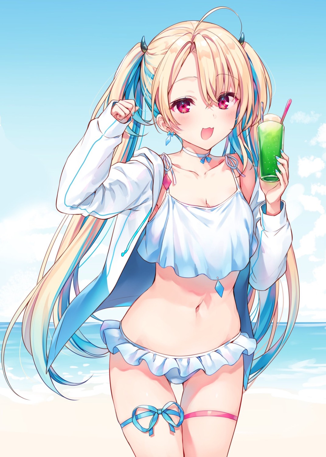 avatar_2.0_project, bikini, garter, komeshiro_kasu, minase_shia, open_shirt, swimsuits