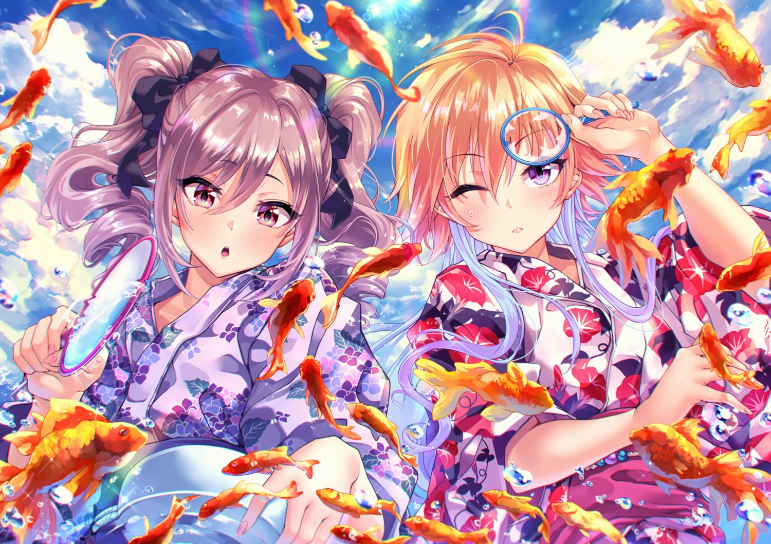 kanzaki_ranko, ninomiya_asuka, shashaki, the_idolm@ster, the_idolm@ster_cinderella_girls, yukata