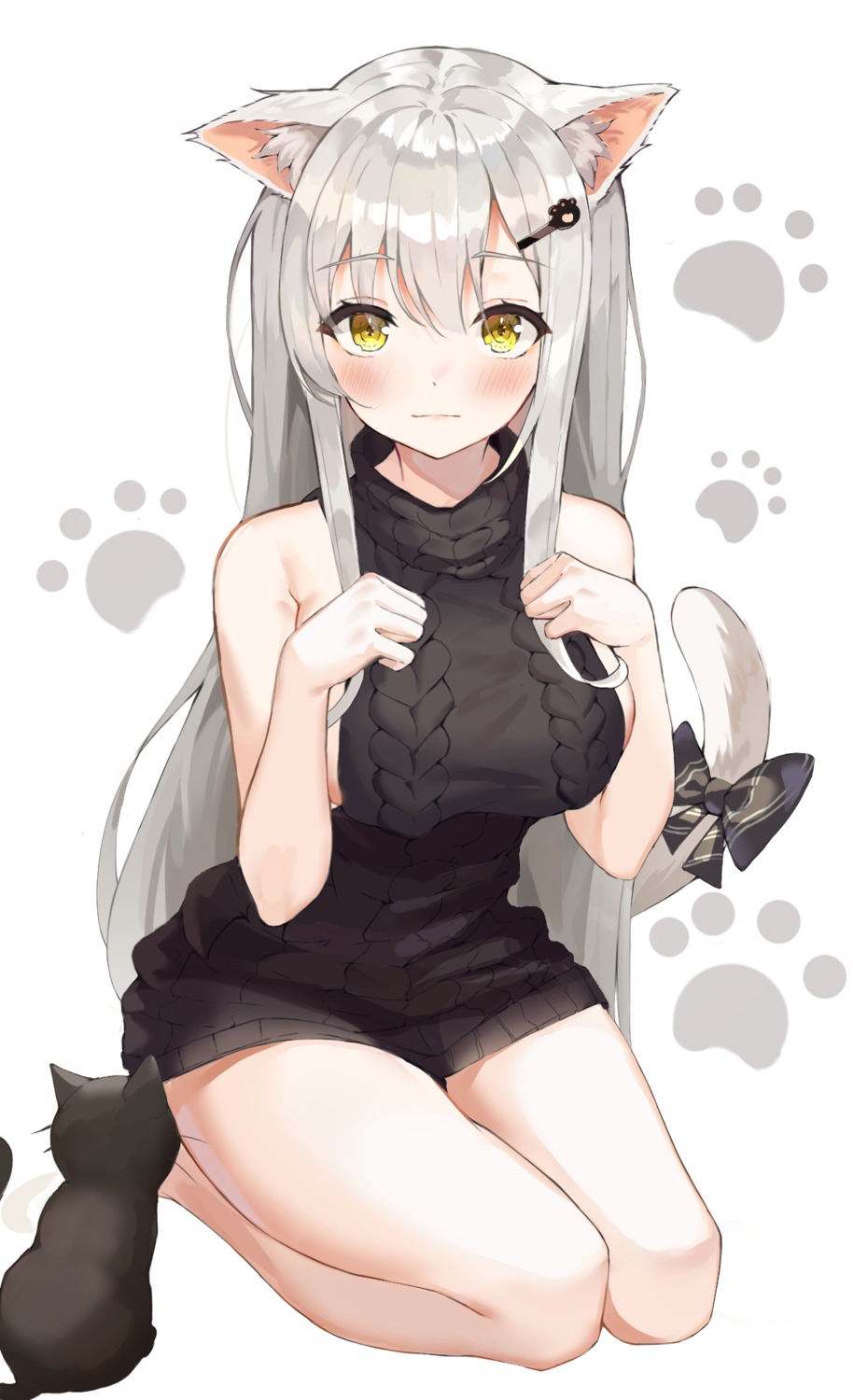 animal_ears, dress, lotpi, neko, nekomimi, sweater, tail