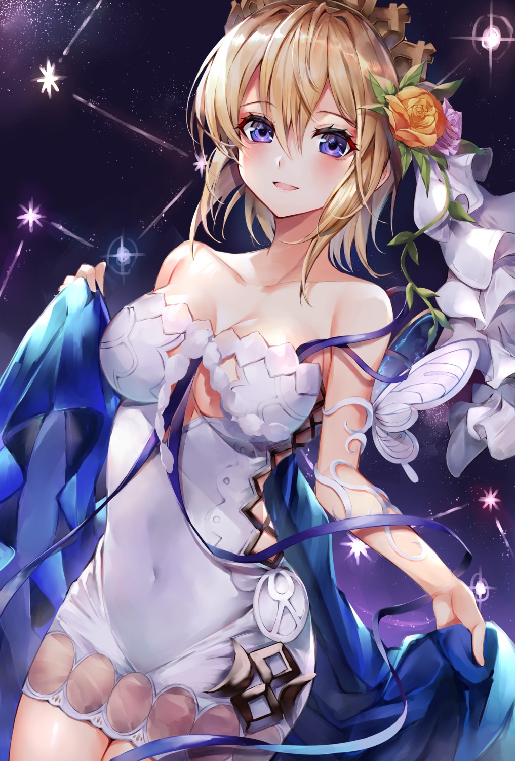 40_(0f0urw), cleavage, dress, europa_(granblue_fantasy), granblue_fantasy, no_bra, see_through