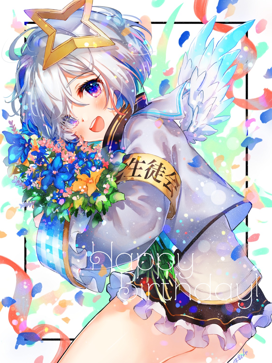 amane_kanata, angel, hololive, seifuku, syukonbu, wings