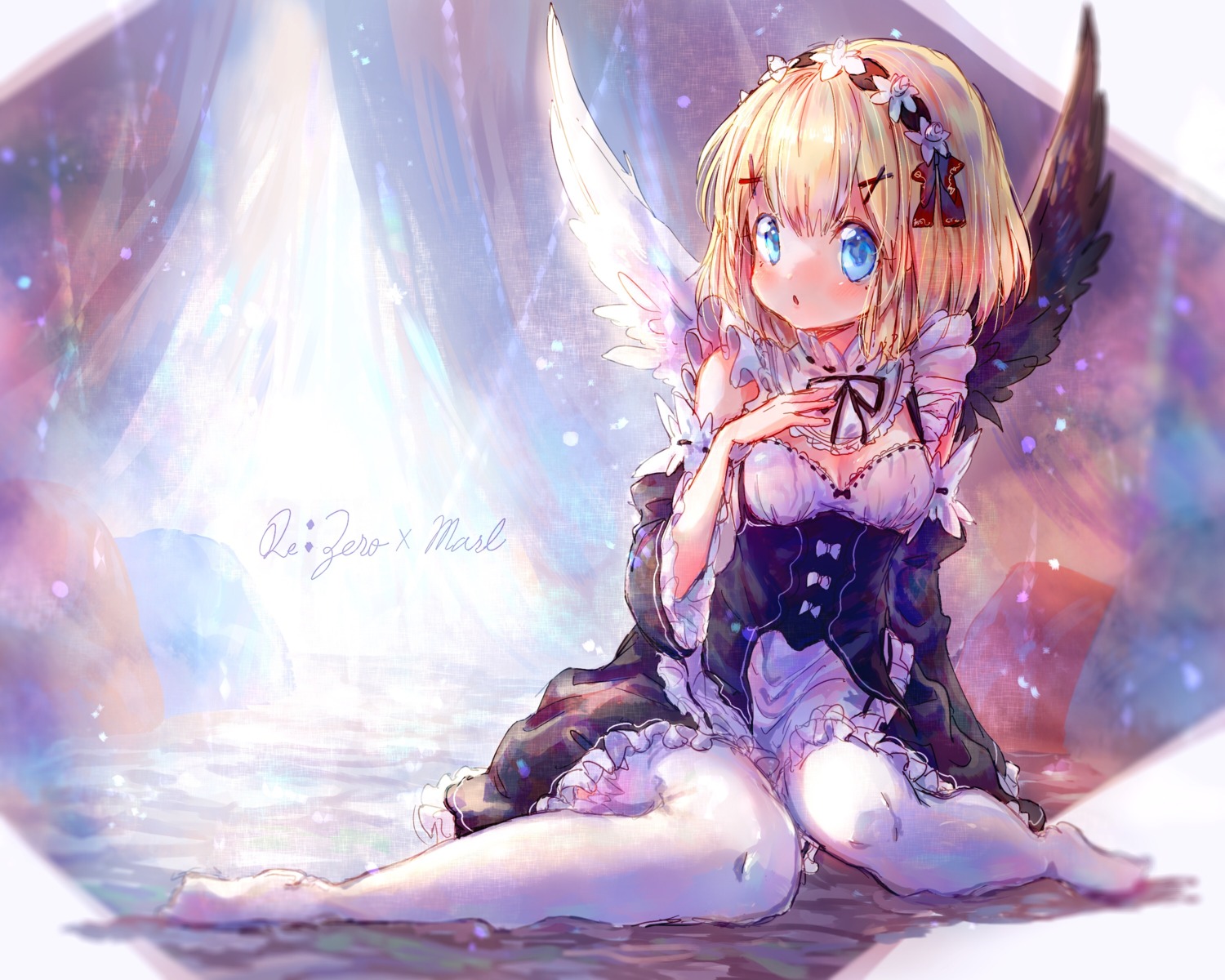 cleavage, cosplay, maid, pantyhose, re:zero_kara_hajimeru_isekai_seikatsu, shironeko_project, syukonbu, wet