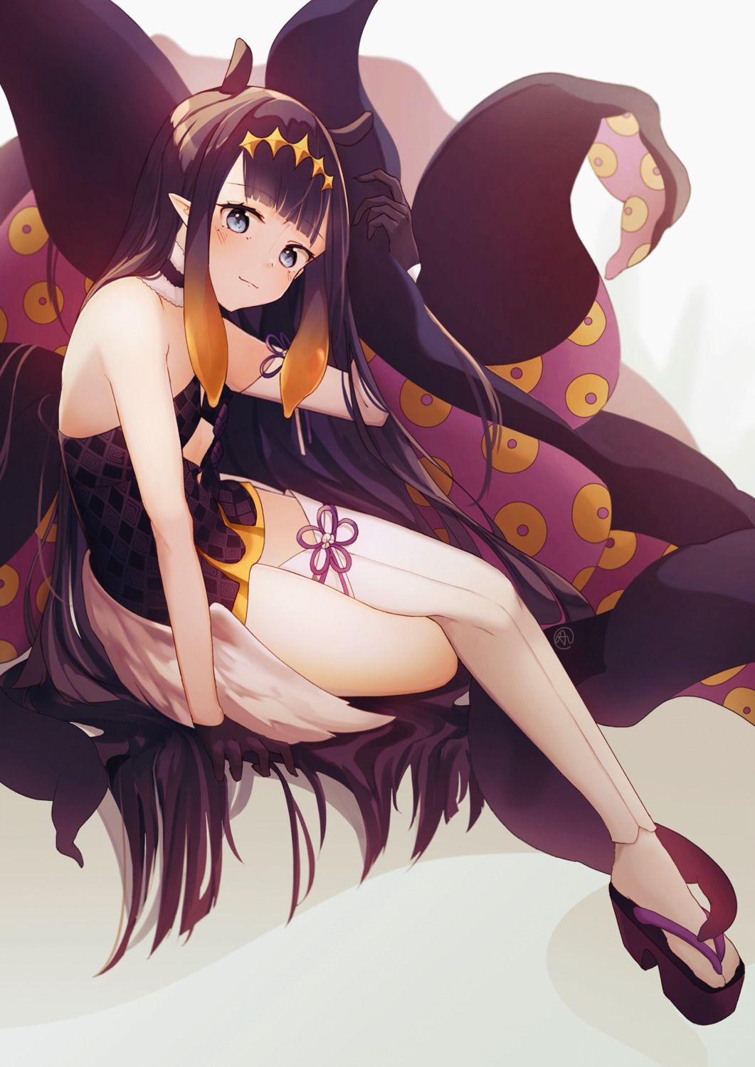 aftergardens, dress, hololive, hololive_english, ninomae_ina'nis, no_bra, pointy_ears, tentacles, thighhighs, wings