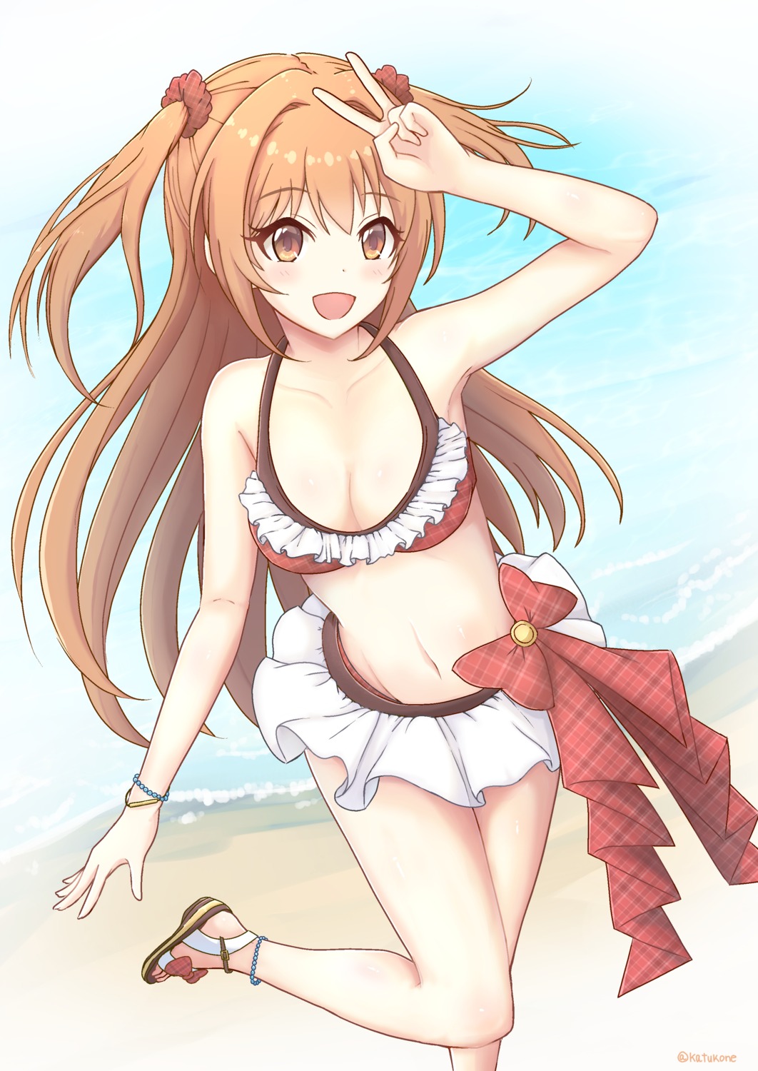 bikini, katsuragi_(katukone), princess_connect!, princess_connect!_re:dive, sakurai_nozomi, skirt_lift, swimsuits