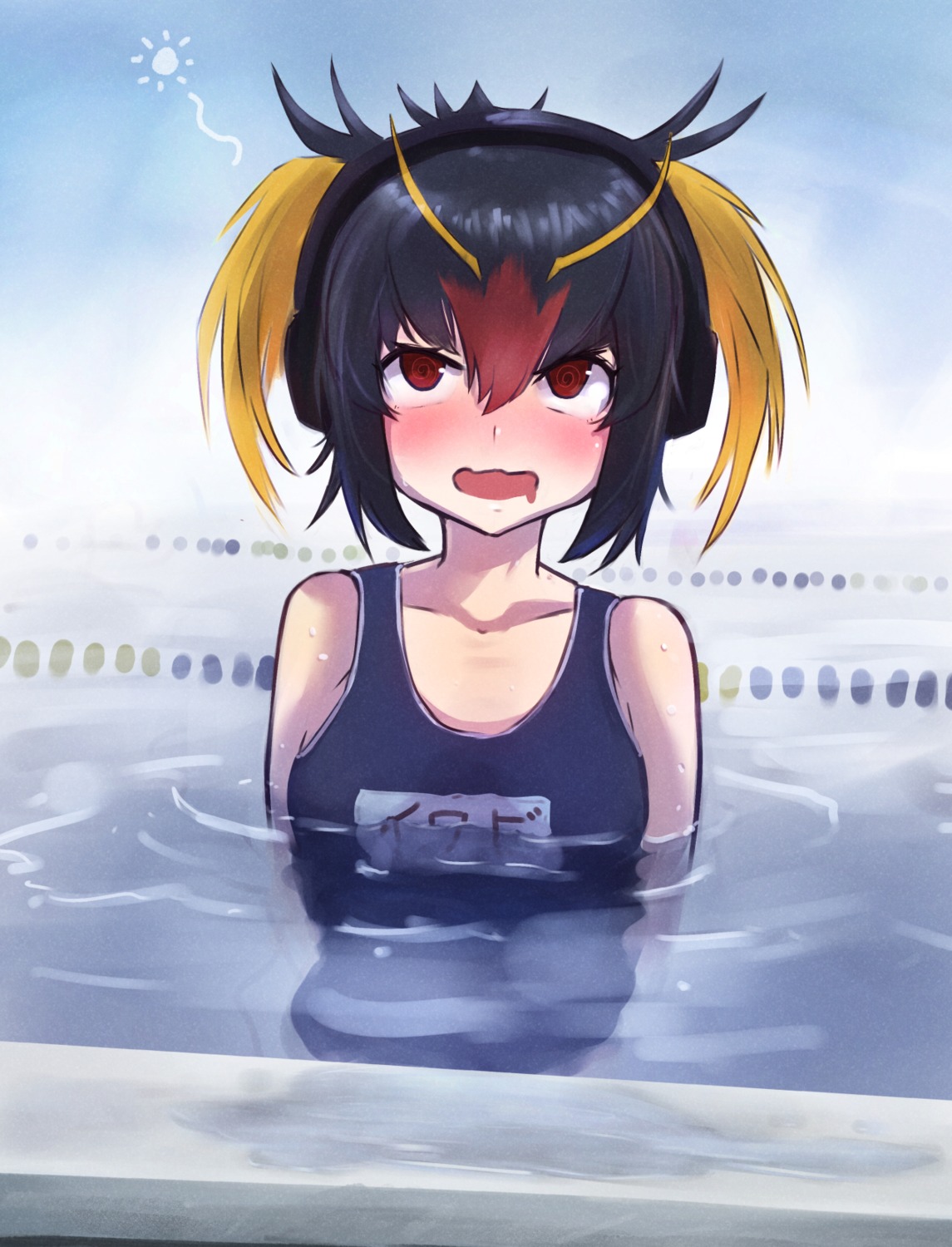hemublue9, kemono_friends, rockhopper_penguin, school_swimsuit, swimsuits, wet