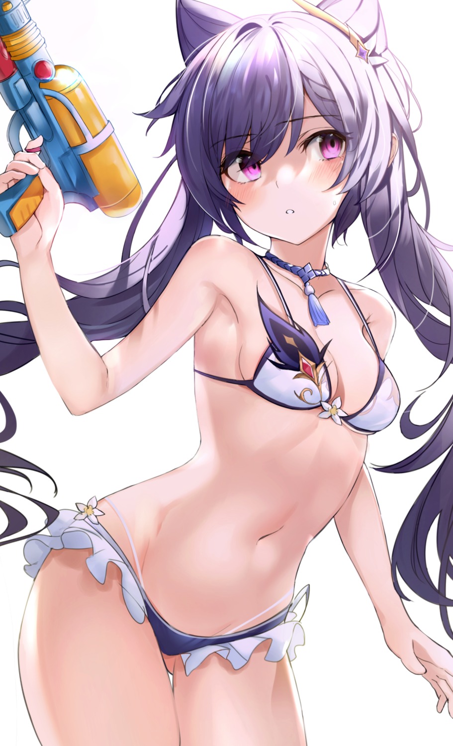 bikini, genshin_impact, gun, keqing, swimsuits, yanggang