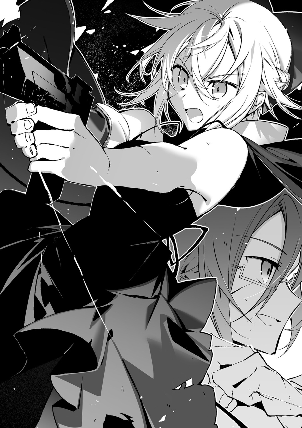 kimi_to_boku_no_saigo_no_senjou_arui_wa_sekai_ga_hajimaru_seisen, megane, mismis_klass, monochrome, nekonabe_ao, weapon