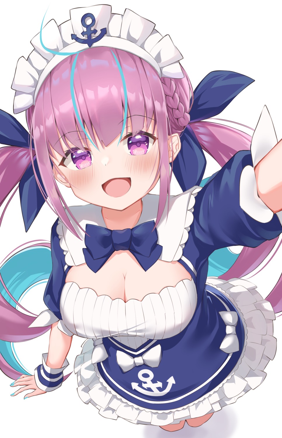 cleavage, hiruno_ushiro, hololive, maid, minato_aqua