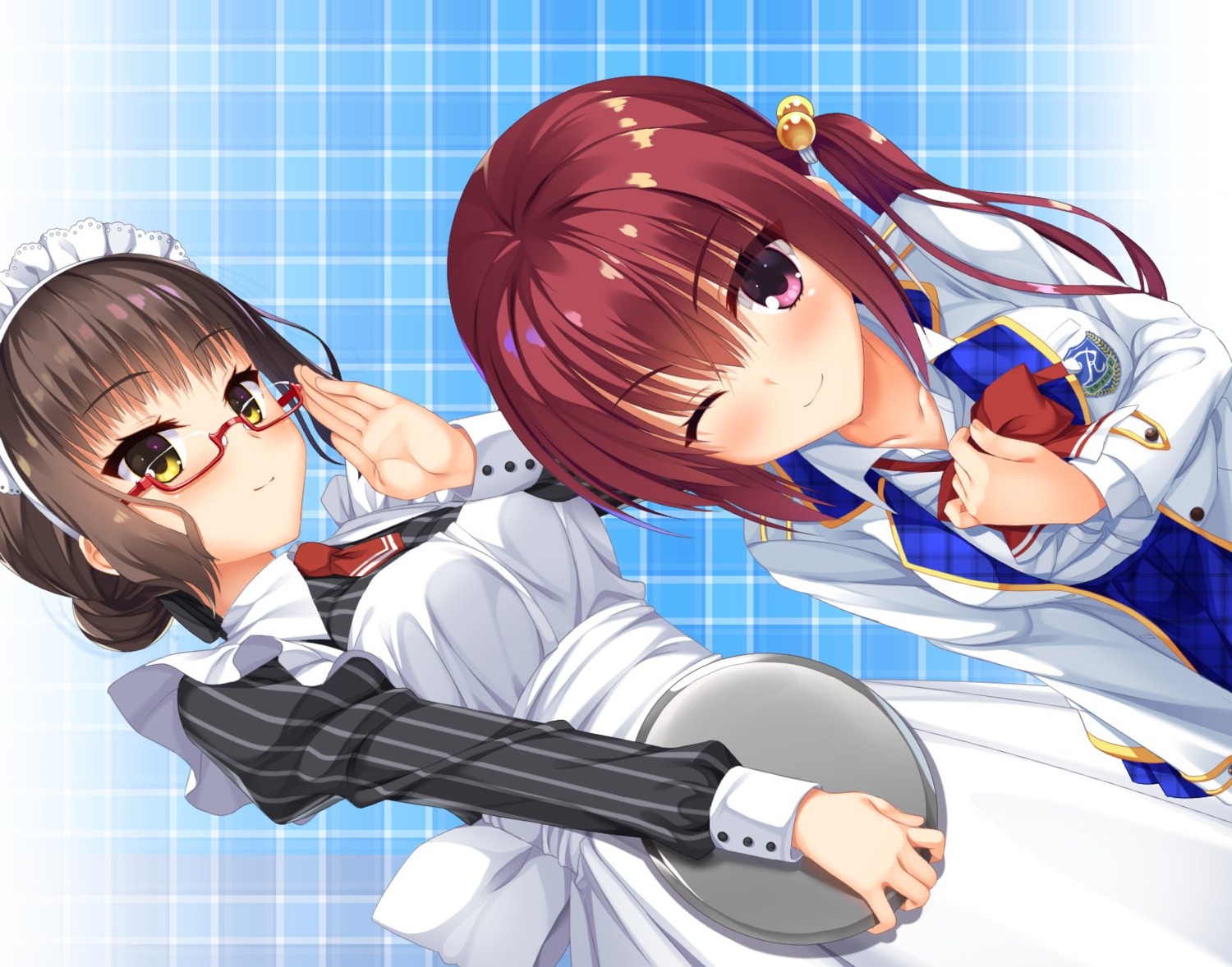 log_(8kumagawa), maid, megane, minamoto_chisaki, noble_works, sanjou_makoto, seifuku