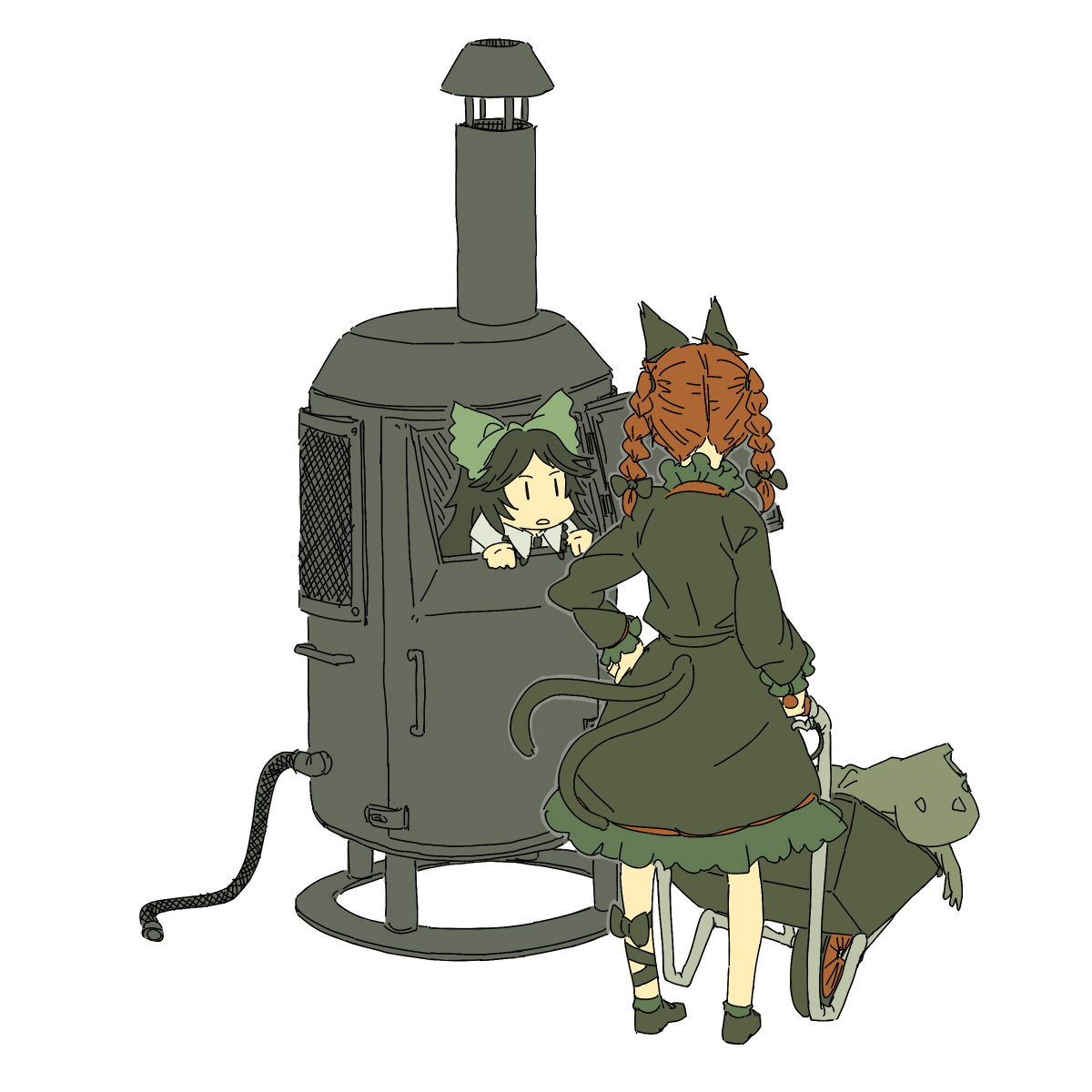 animal_ears, kaenbyou_rin, reiuji_utsuho, touhou, uewtsol