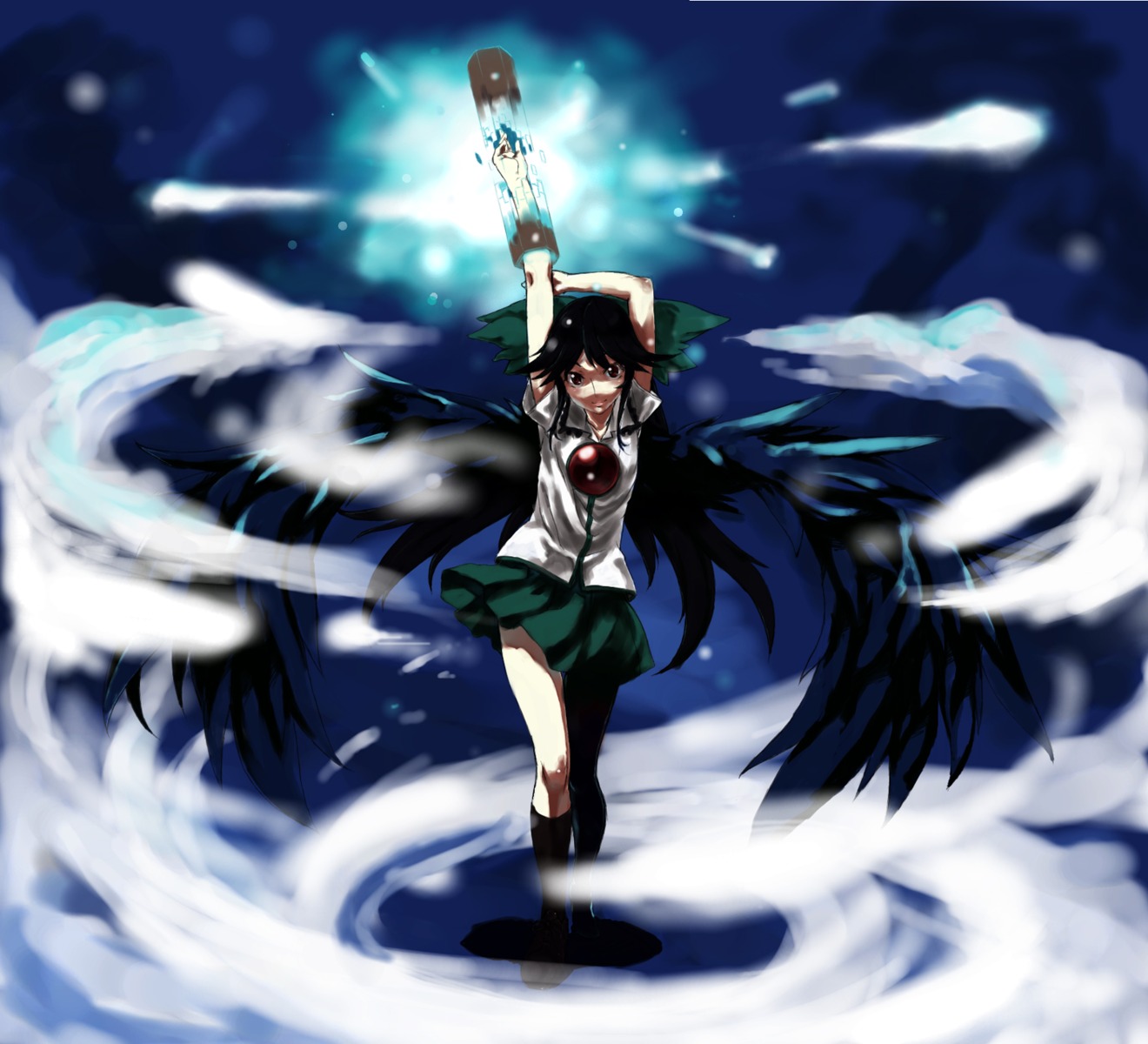 kirisato_itsuki, reiuji_utsuho, touhou, wings