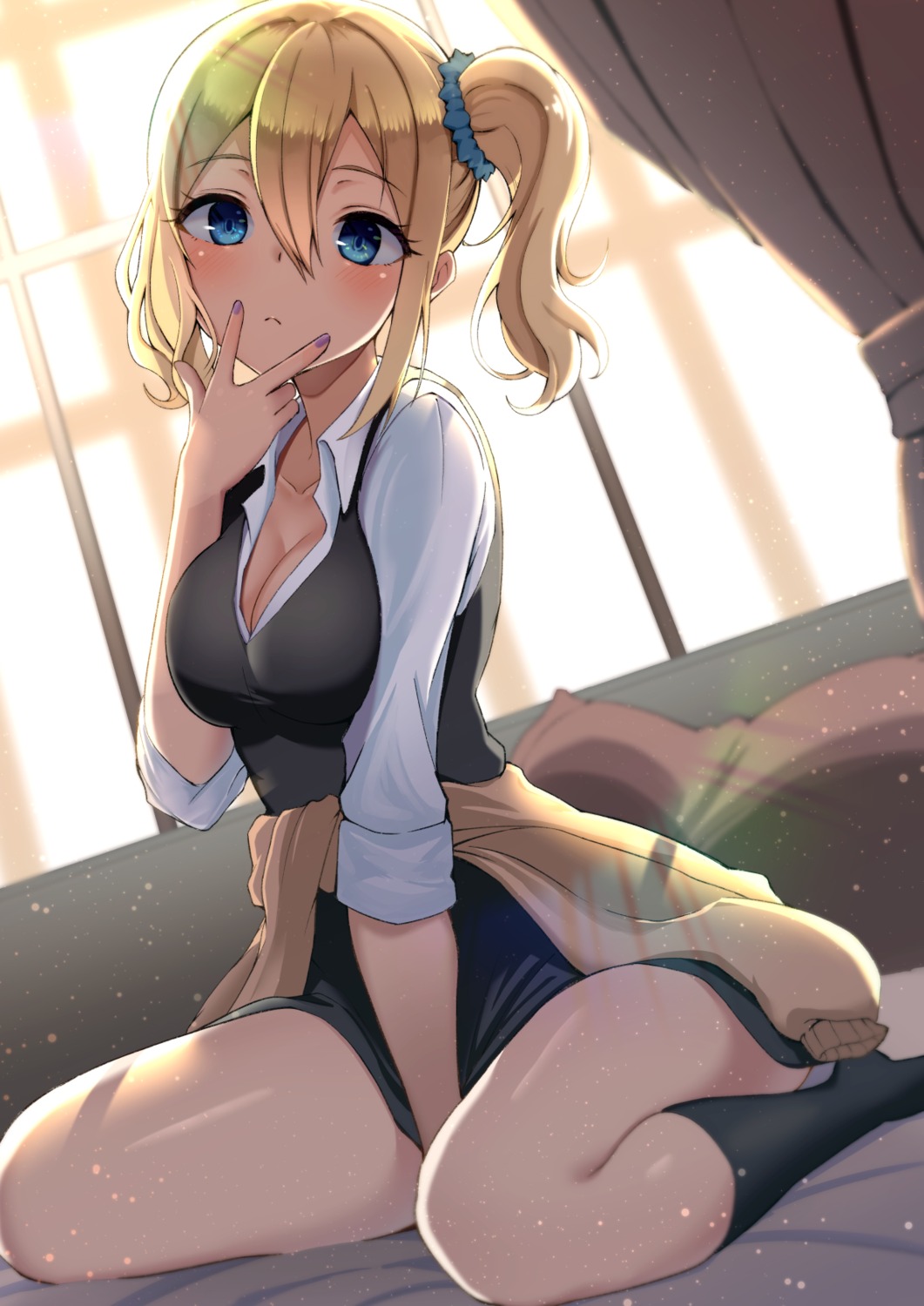 cleavage, hayasaka_ai, kaguya-sama_wa_kokurasetai_~tensai-tachi_no_renai_zunousen~, open_shirt, sasorichamaru, seifuku, sweater