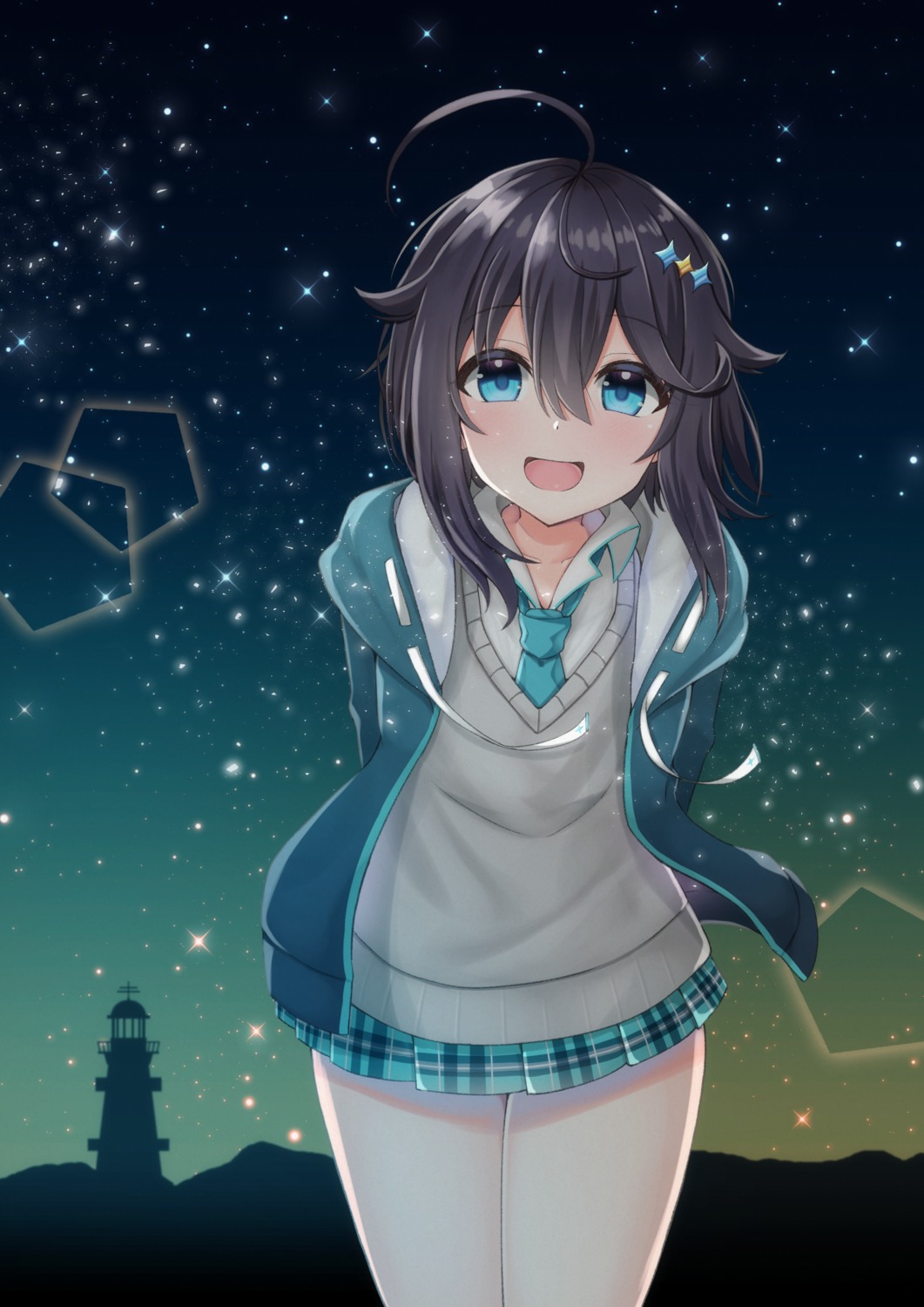 nijisanji, seifuku, sweater, toriniku_(selene1050)