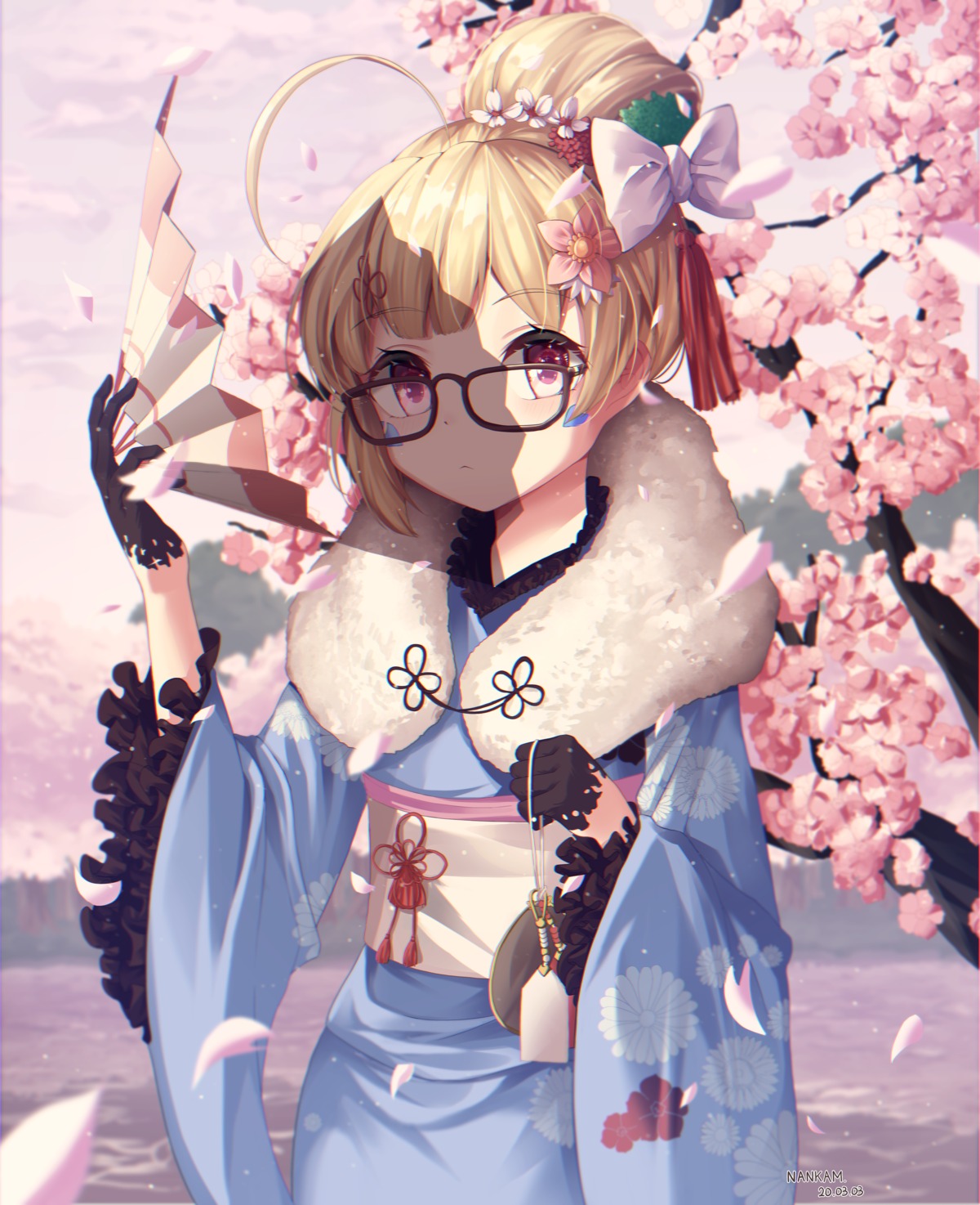 azur_lane, eldridge_(azur_lane), kimono, megane, nankam