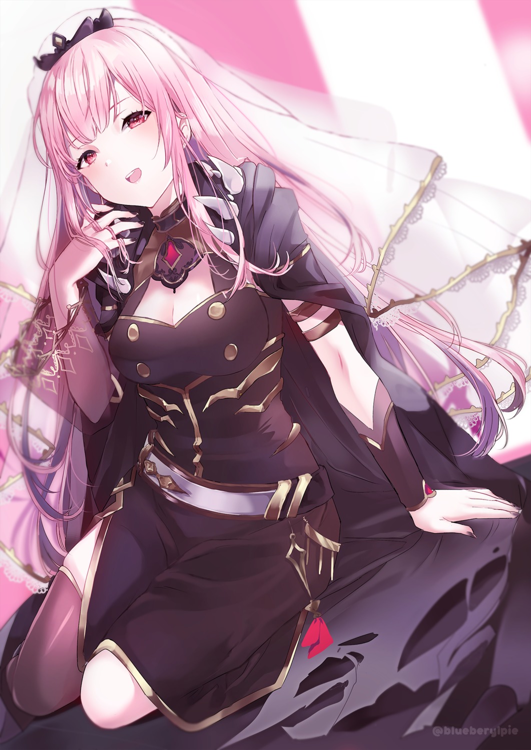 beryl_(blueberylpie), cleavage, hololive, hololive_english, mori_calliope, thighhighs