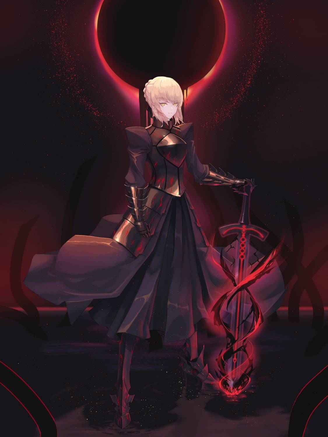 armor, artoria_pendragon_(fate), artoria_pendragon_alter_(fate), dress, fate/stay_night, heels, sword, un_lim