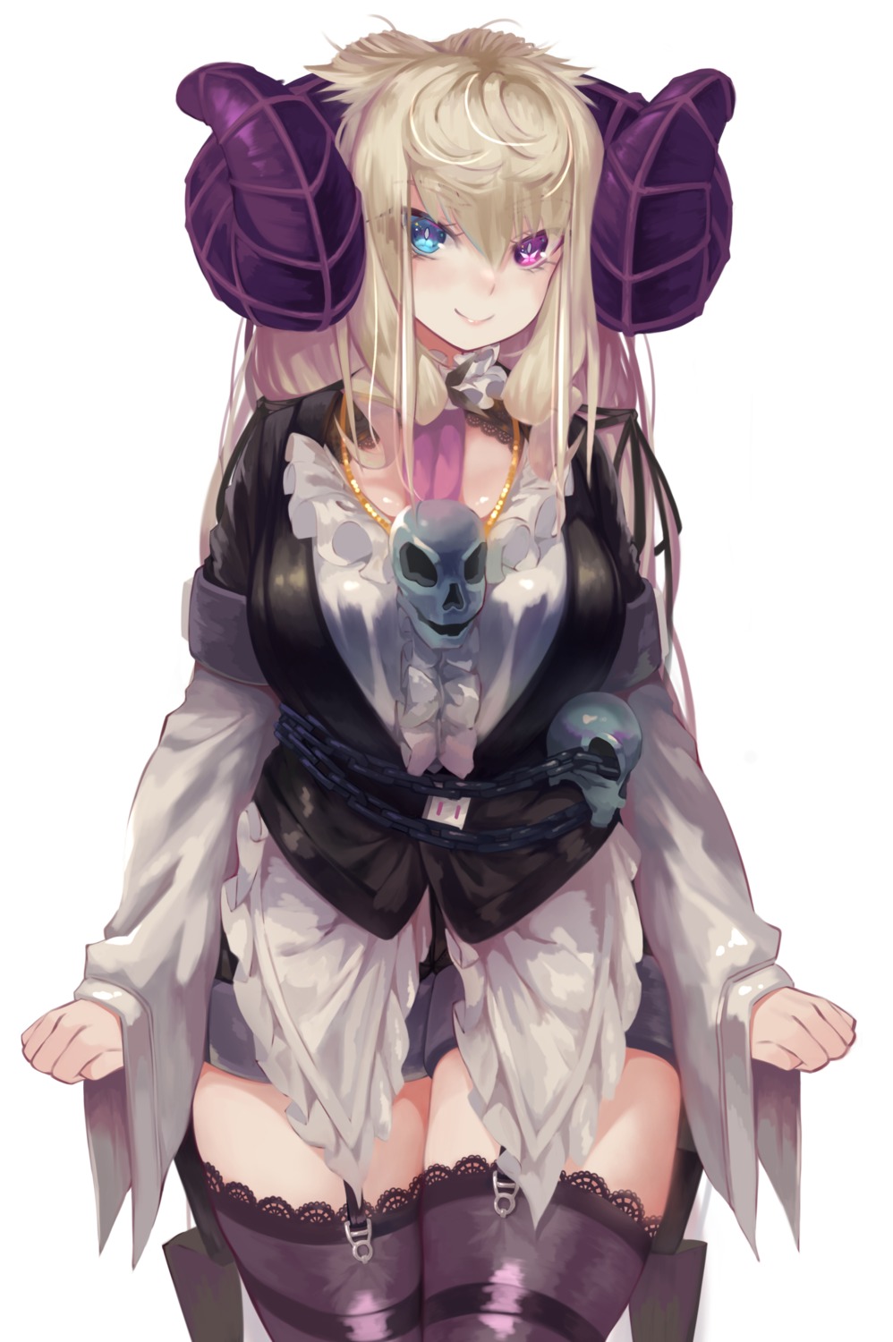 heterochromia, horns, marchen_(torriet), stockings, thighhighs, torriet