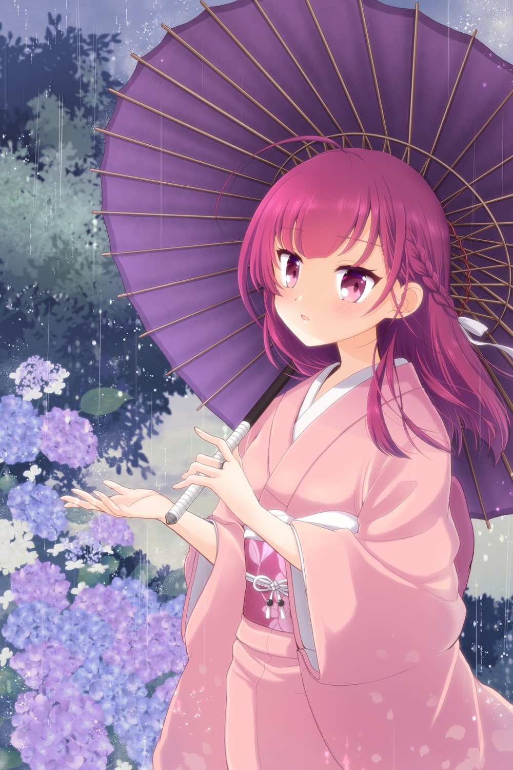 kimono, magia_record:_mahou_shoujo_madoka_magica_gaiden, mahou_shoujo_madoka_magica, naga_(pixiv), tokiwa_nanaka, umbrella