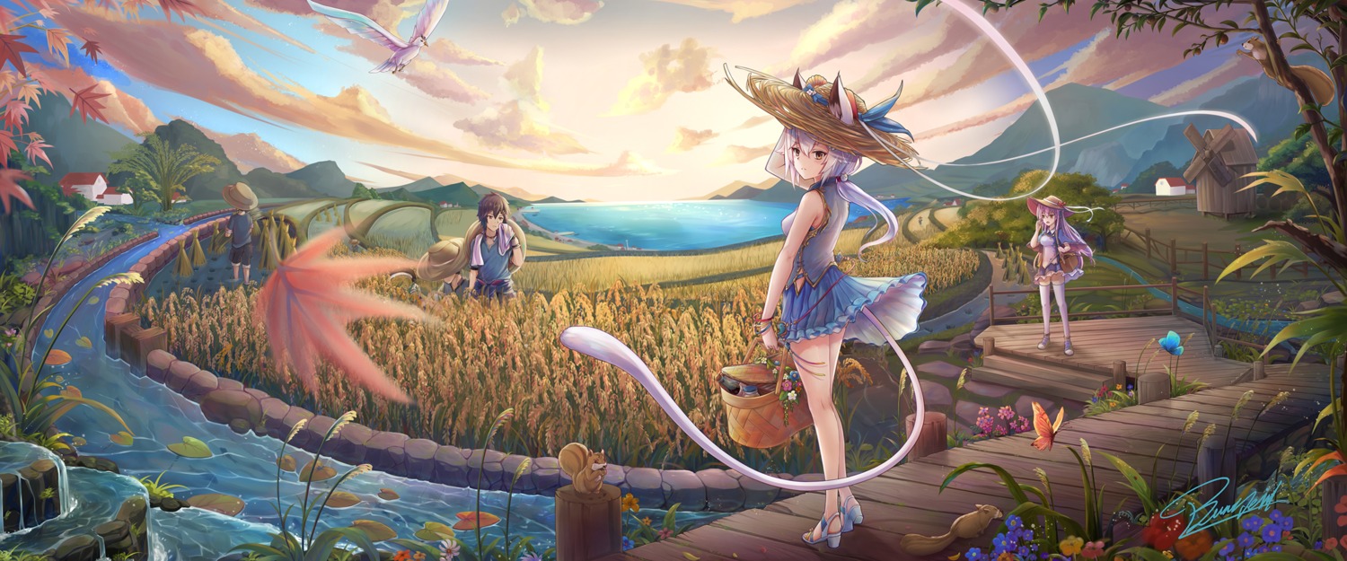 animal_ears, b.d_(472858314), heels, nekomimi, skirt_lift, tail, thighhighs