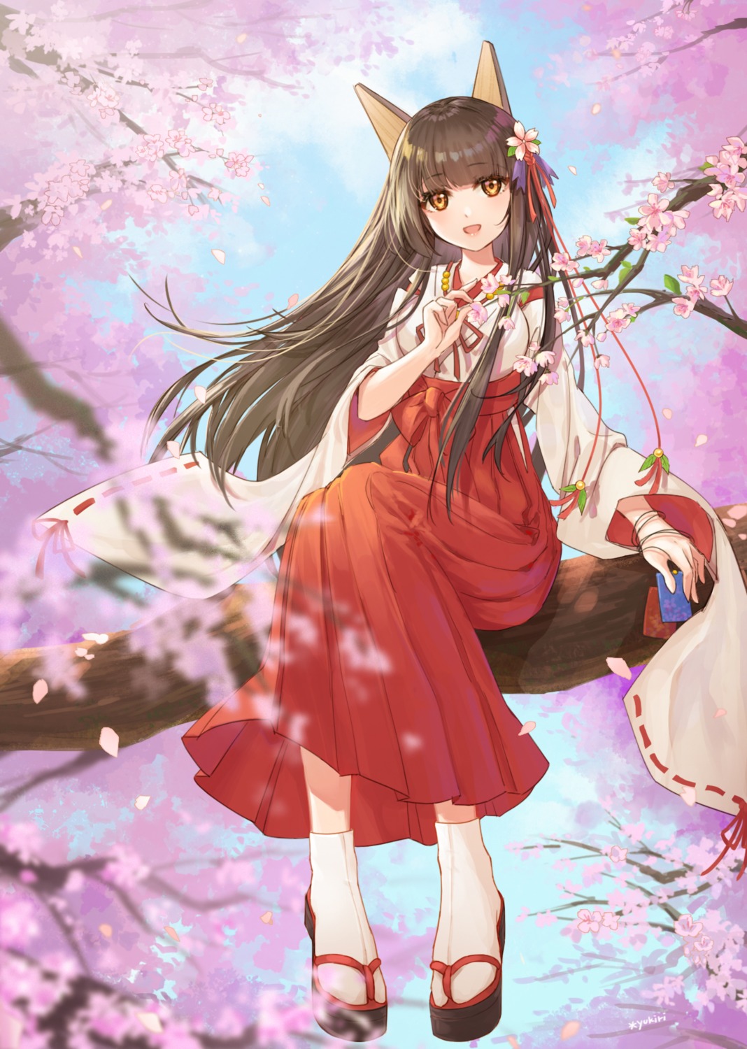 akagi_(zhanjianshaonv), animal_ears, l_ii, miko, zhanjianshaonv