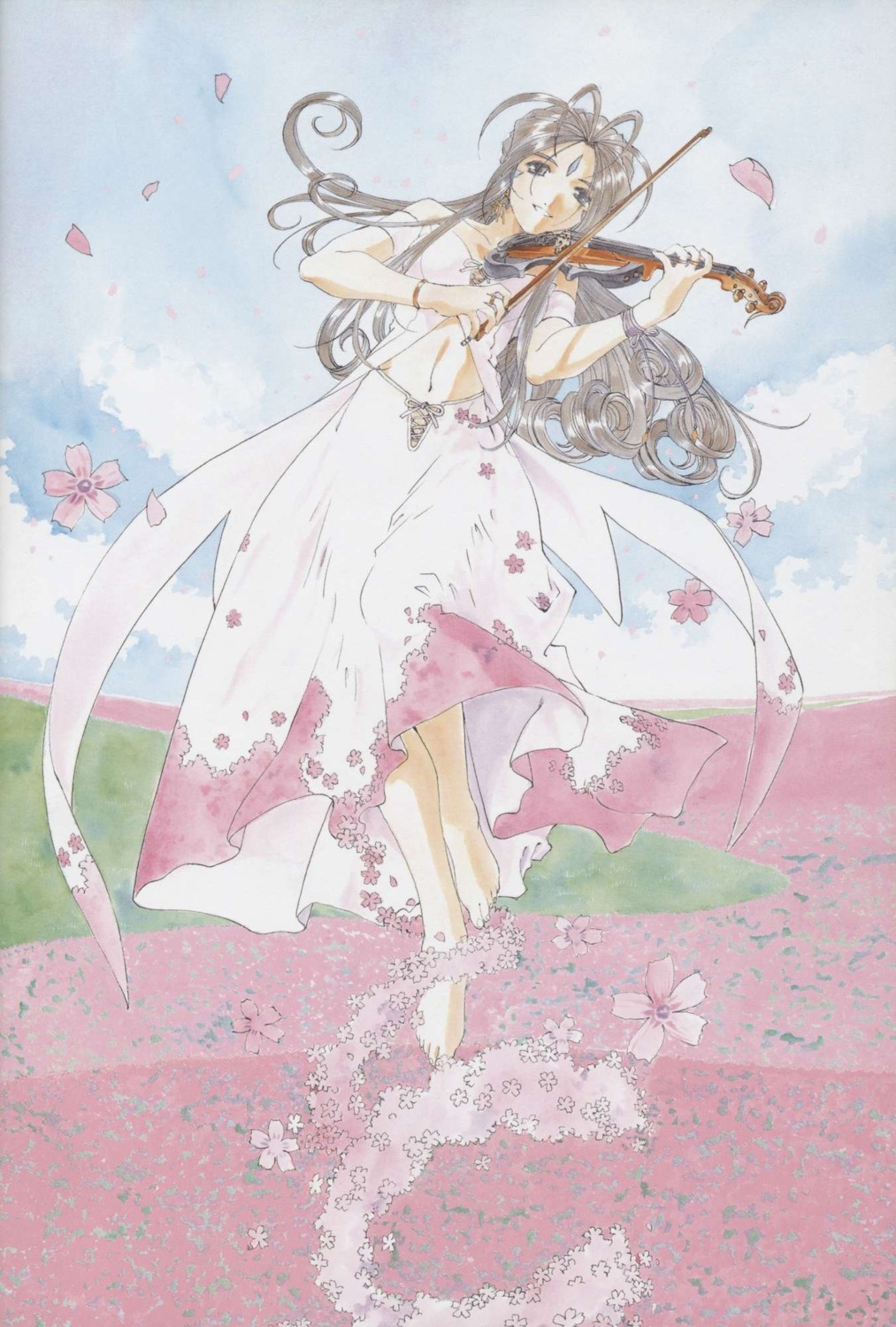 ah_my_goddess, belldandy, dress, fujishima_kousuke, jpeg_artifacts