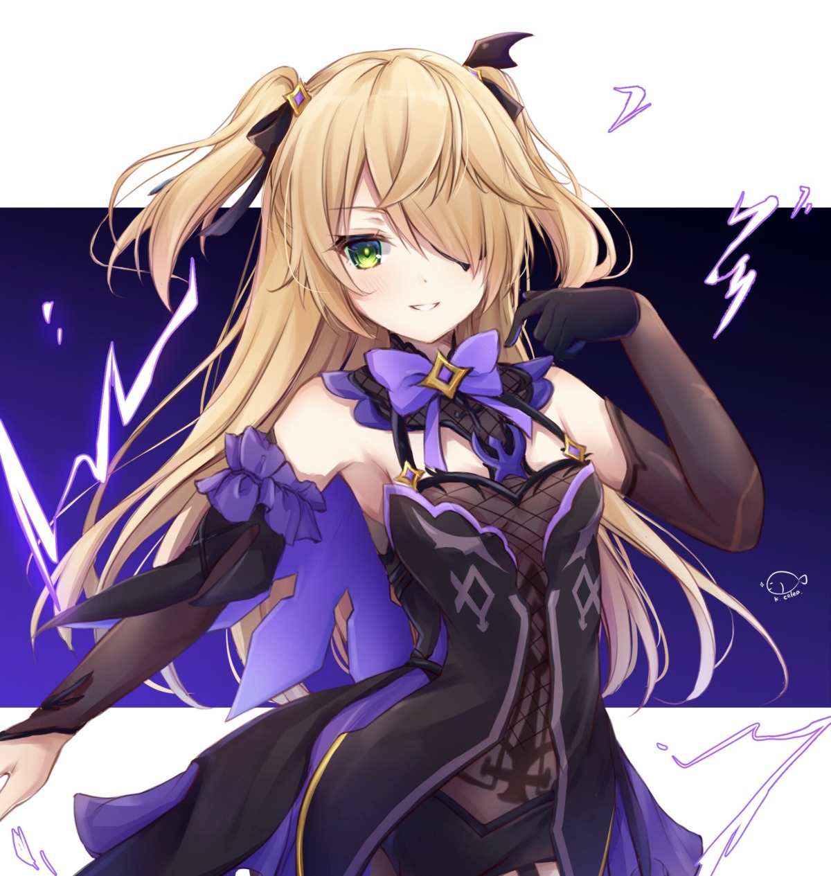 eyepatch, fischl, fishnets, genshin_impact, kiri_serea