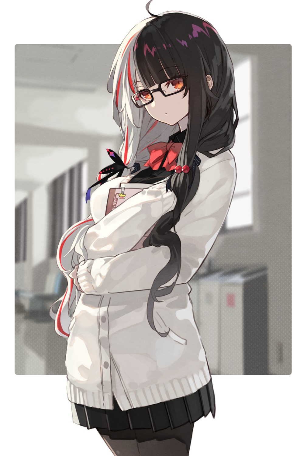 megane, nijisanji, pantyhose, seifuku, senmu_(senmudayo), sweater, yorumi_rena
