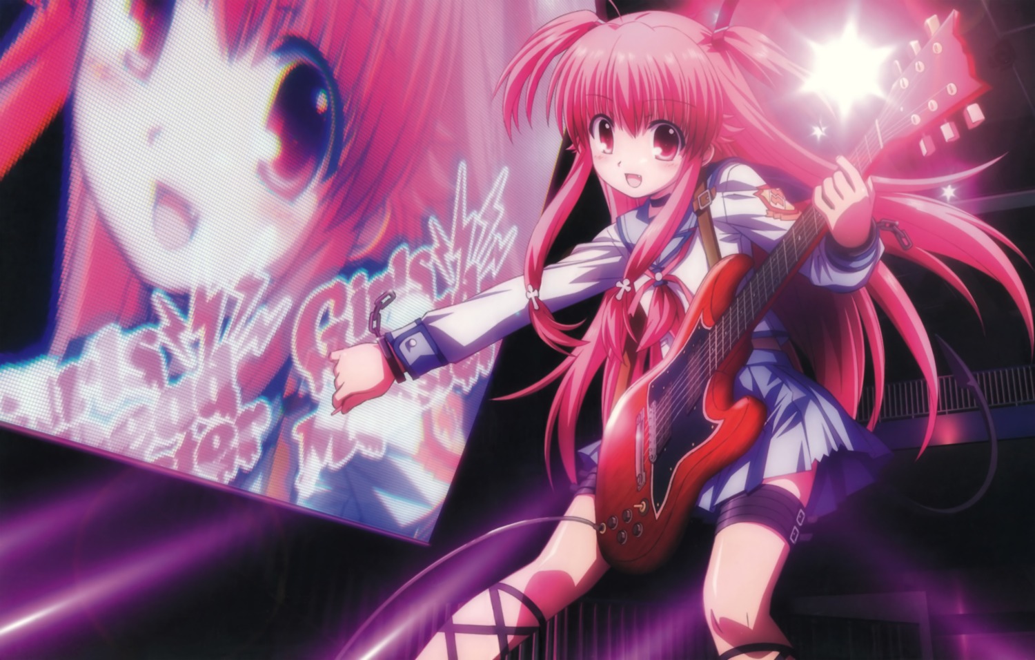 angel_beats!, detexted, disc_cover, fixed, guitar, hirata_katsuzou, seifuku, tail