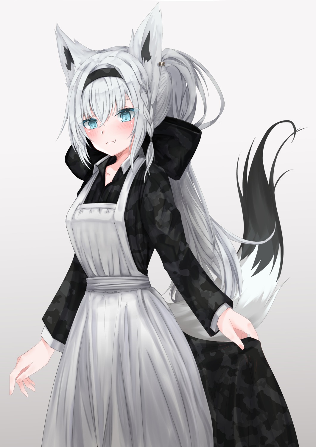 animal_ears, hololive, hololive_gamers, kitsune, maid, micon, shirakami_fubuki, tail