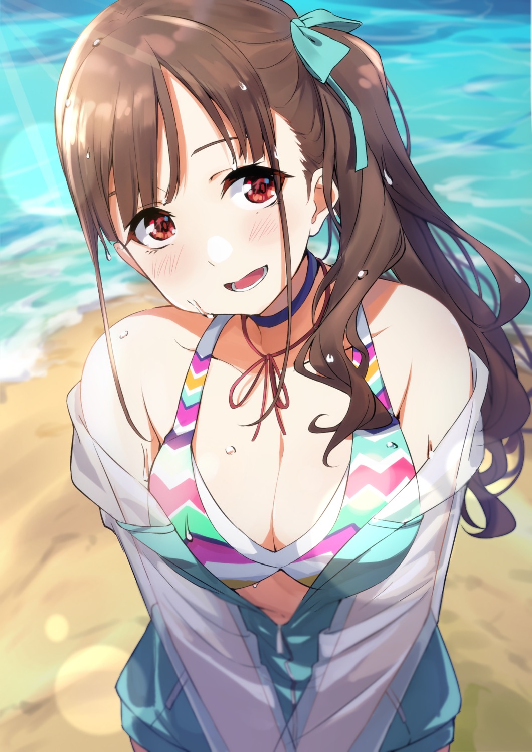 bikini_top, cleavage, kagari_riroi, open_shirt, see_through, sonoda_chiyoko, swimsuits, the_idolm@ster