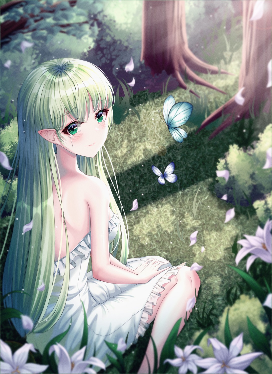 dress, elf, no_bra, pointy_ears, ryon_y0421