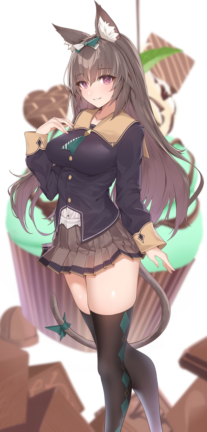 animal_ears, seifuku, tail, thighhighs, yaman