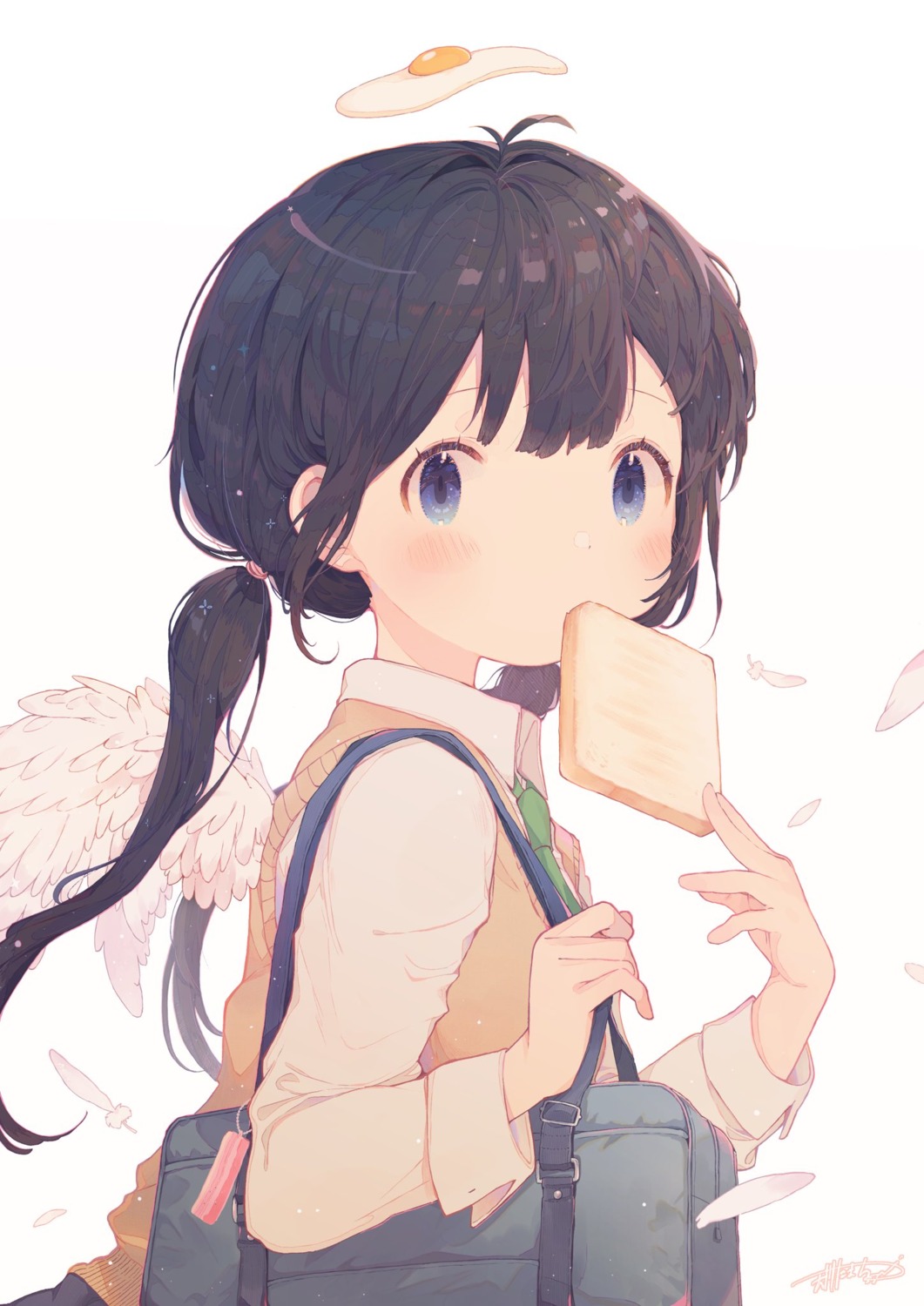 amakawatamawono, seifuku, sweater, wings