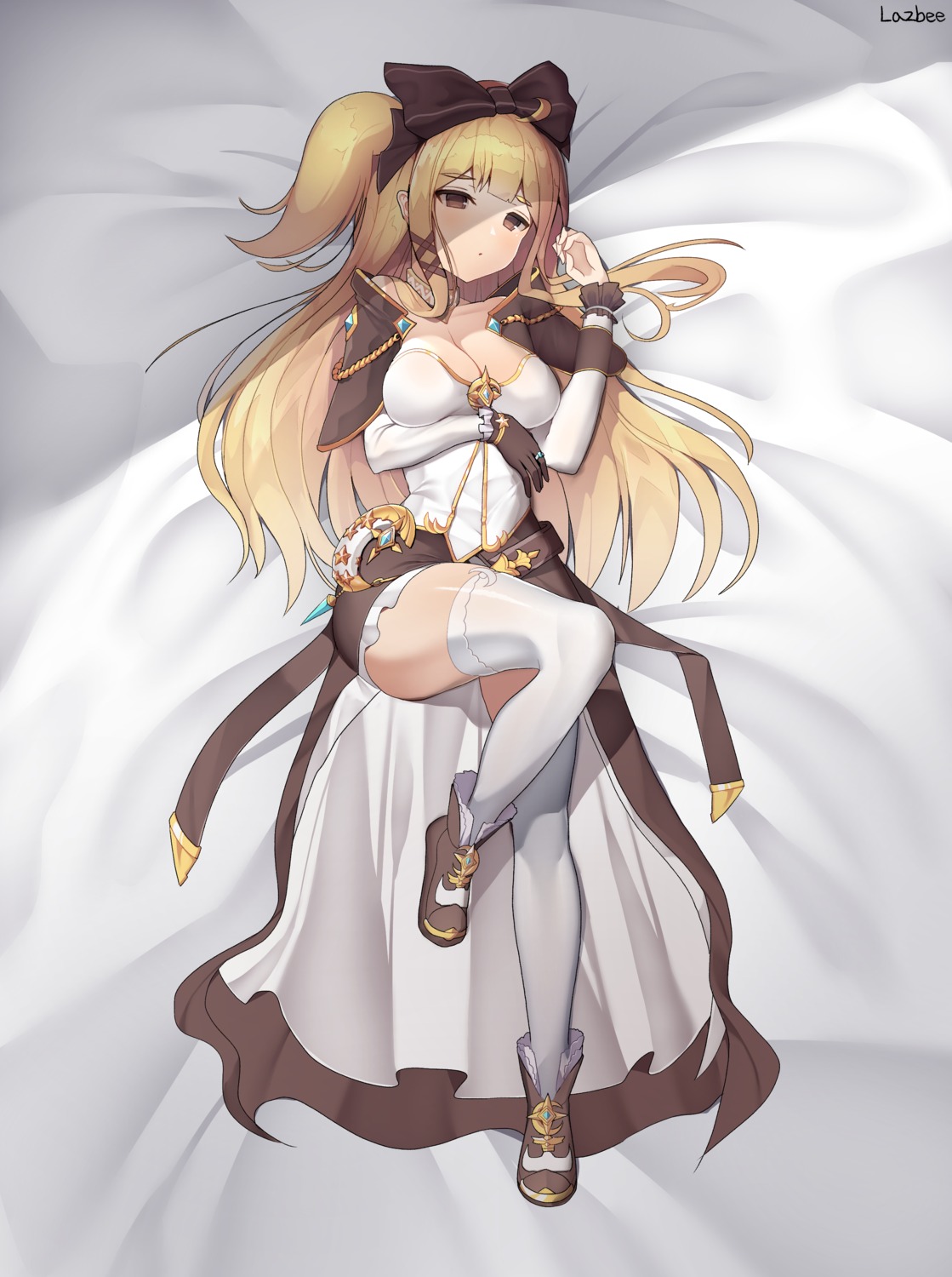 dakimakura, lazbee, no_bra, thighhighs
