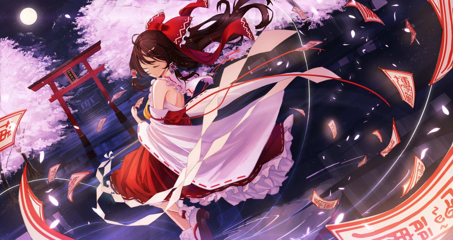 dejio, hakurei_reimu, miko, no_bra, skirt_lift, touhou