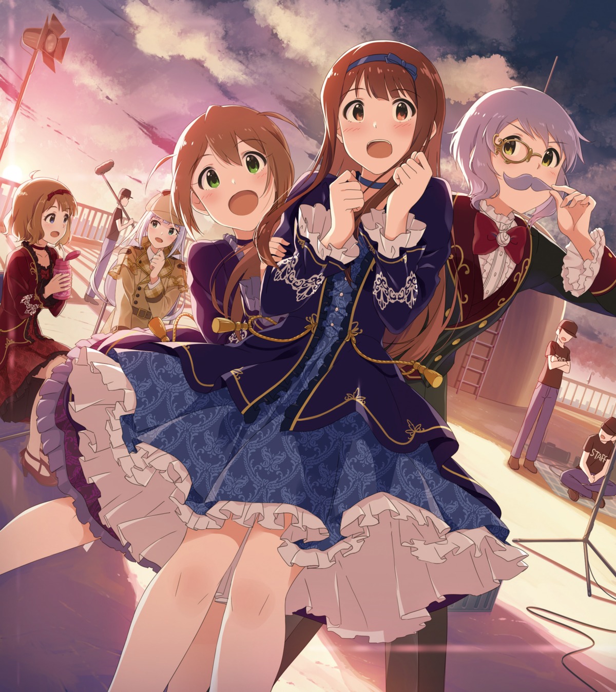 baba_konomi, crossdress, dress, heels, makabe_mizuki, megane, shiraishi_tsumugi, skirt_lift