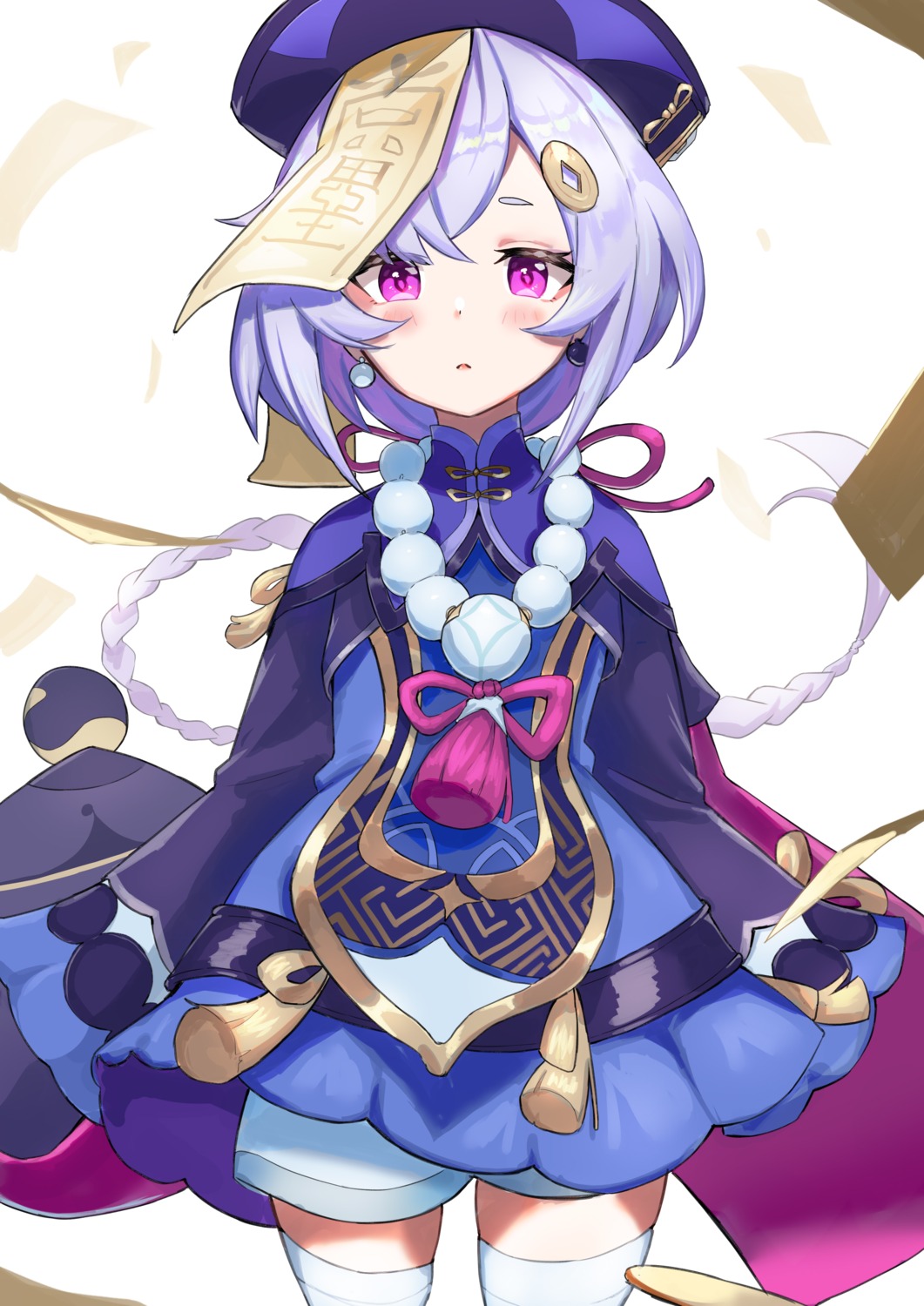 asian_clothes, dejio, genshin_impact, qiqi, thighhighs