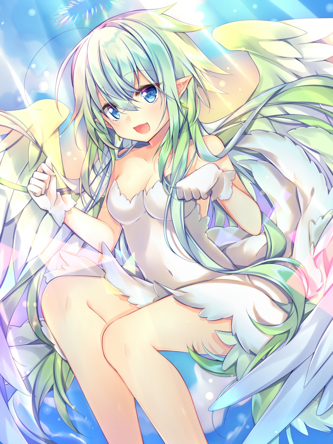 dress, leeannpippisum, no_bra, pointy_ears, skirt_lift, wings