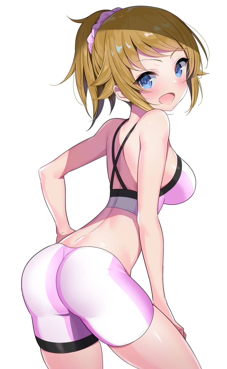 ass, bike_shorts, bra, gundam, gundam_build_fighters, gundam_build_fighters_try, hoshino_fumina, ichi-jirushi