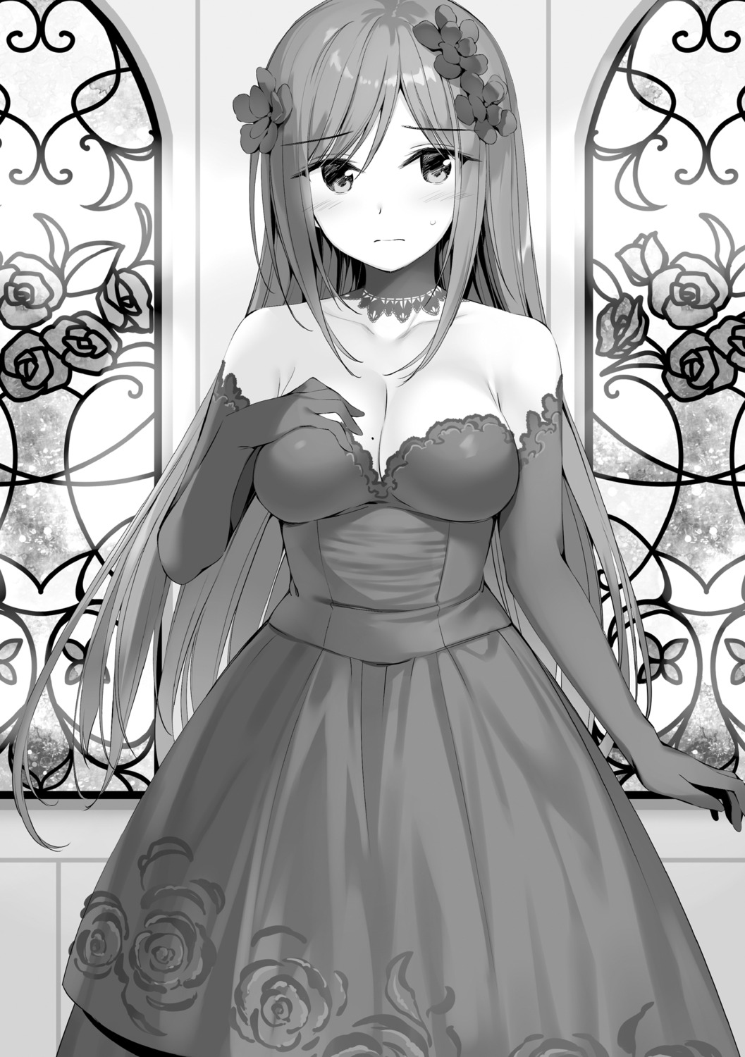 boku_no_kanojo_sensei, dress, jinsho_karen, monochrome, no_bra, oryou