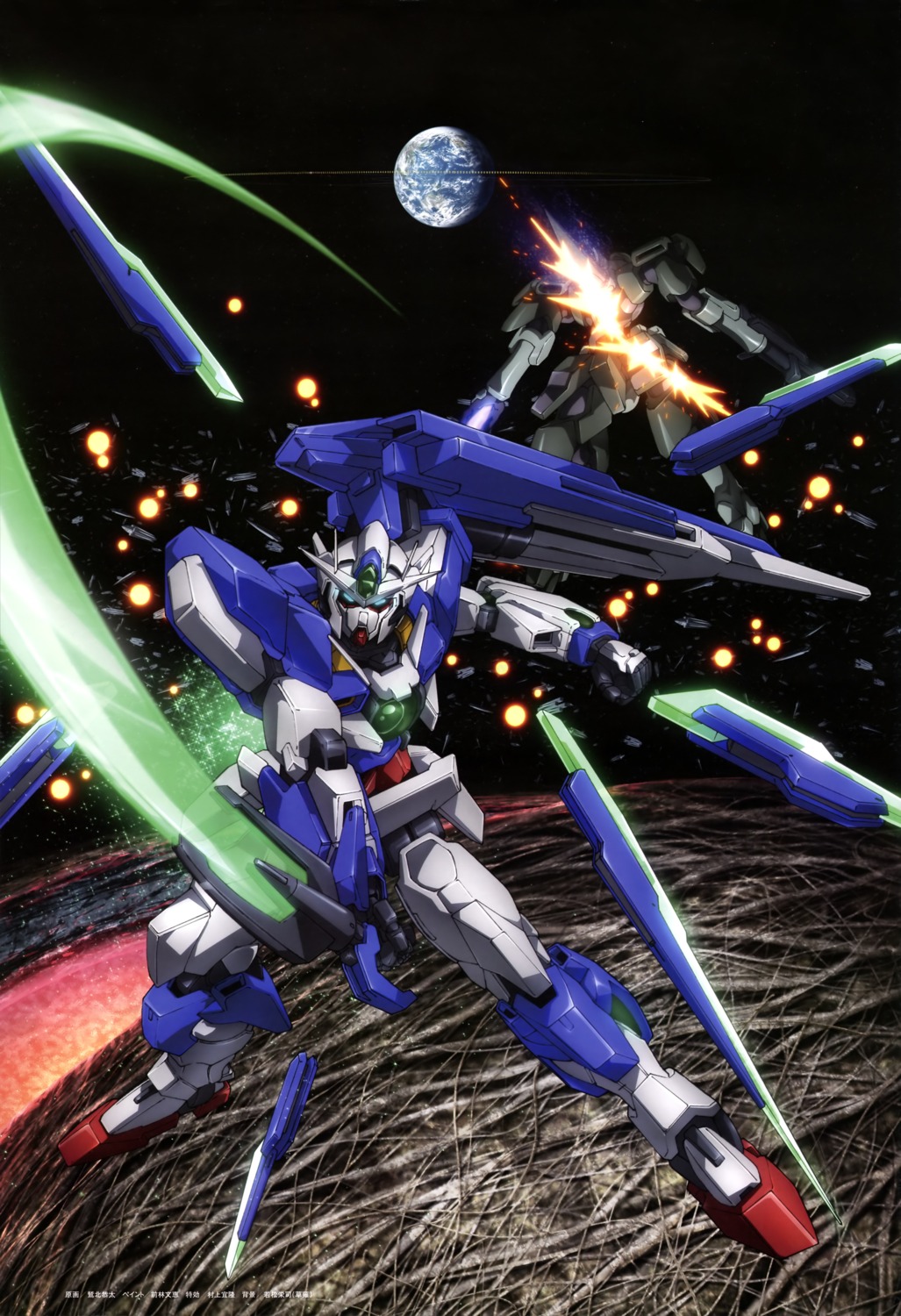 00_qan[t], els, els_gn-xiv, gundam, gundam_00, gundam_00:_a_wakening_of_the_trailblazer, mecha, sword, washikita_kyouta
