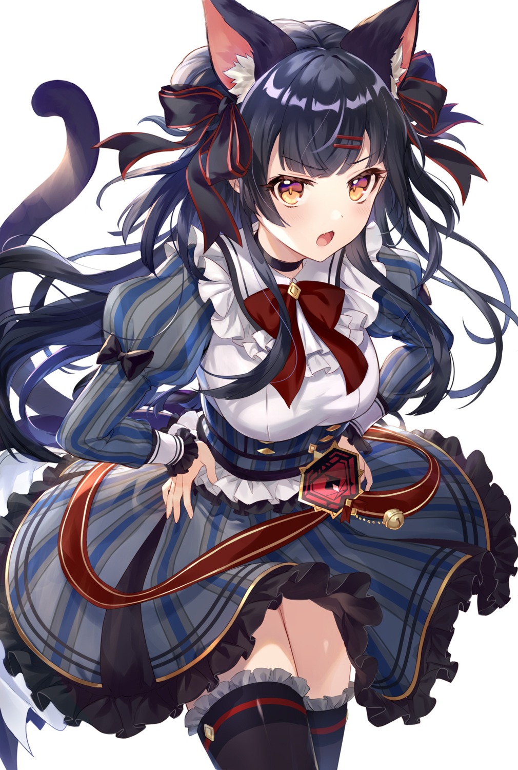 animal_ears, iku2727, mayuzumi_fuyuko, nekomimi, skirt_lift, tail, the_idolm@ster, the_idolm@ster_shiny_colors, thighhighs