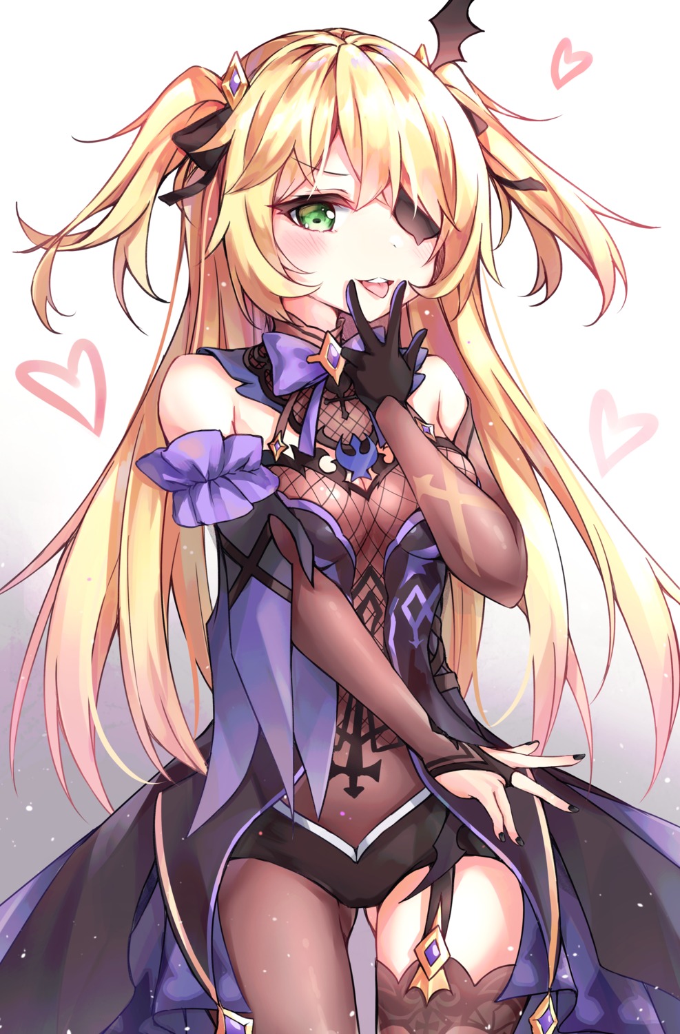 beliatan, eyepatch, fischl, fishnets, genshin_impact, leotard, stockings, thighhighs