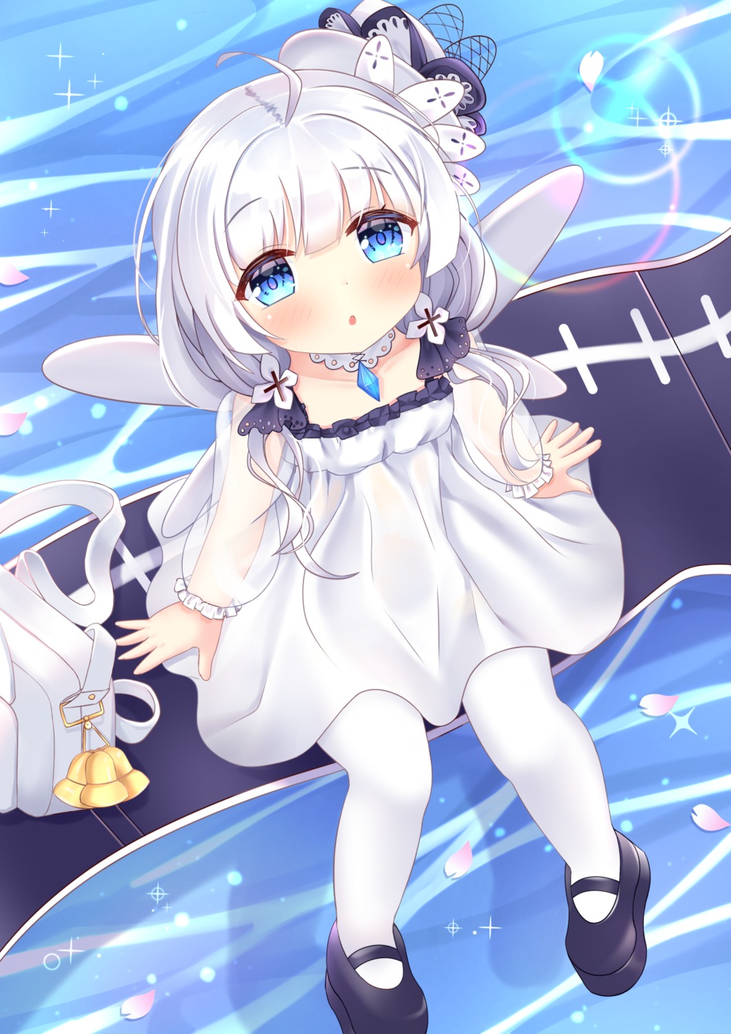 azur_lane, dress, hiyada_yuu, illustrious_(azur_lane), little_illustrious_(azur_lane), pantyhose, wings