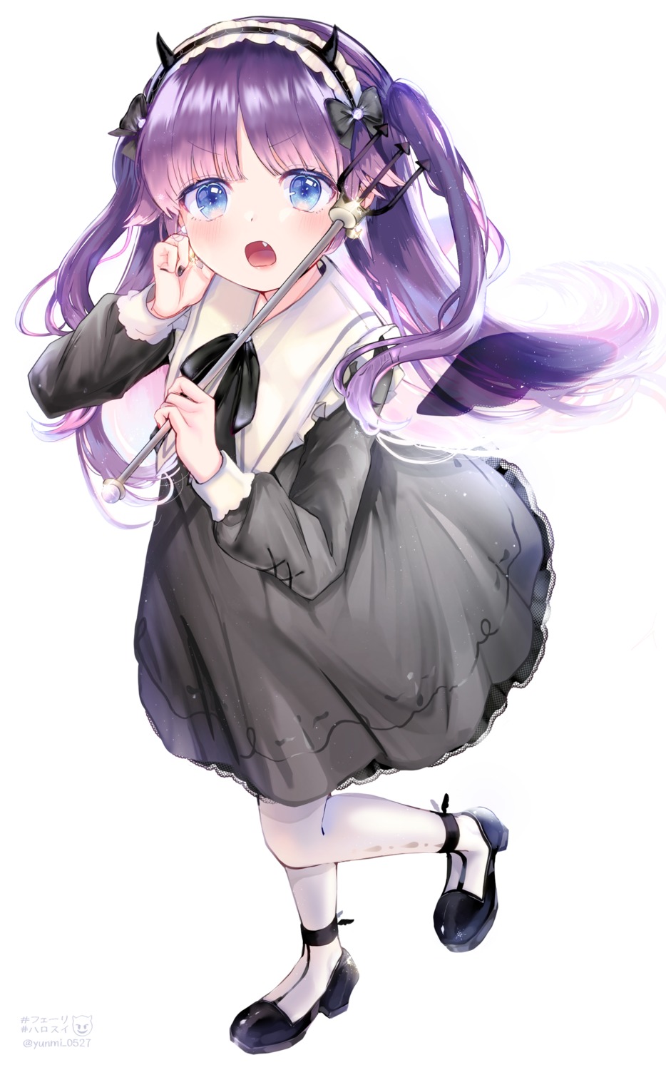dress, feli, gothic_lolita, heels, horns, lolita_fashion, puyo_puyo, weapon, yunmi