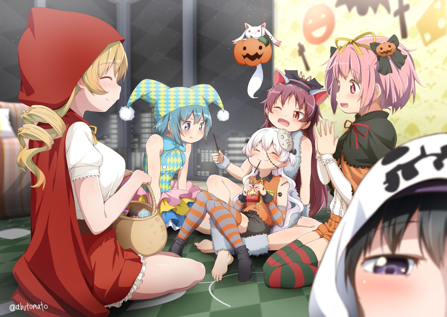 abutomato, akemi_homura, animal_ears, cosplay, halloween, kaname_madoka, kyubey, mahou_shoujo_madoka_magica