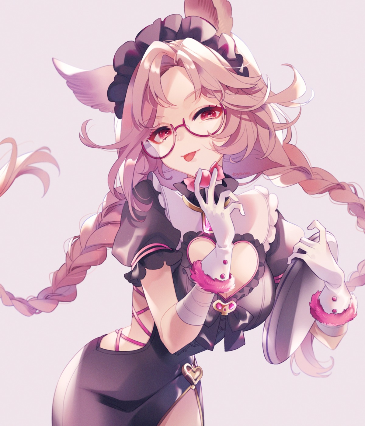 animal_ears, bandages, catherine_(granblue_fantasy), cleavage, dress, granblue_fantasy, megane, toyama572